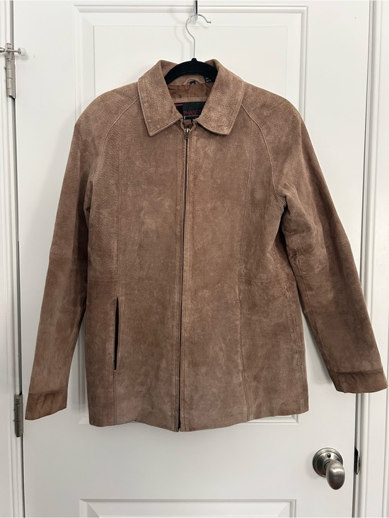Phase Two Jackets & Blazers - Tan Taupe Genuine Suede Zip Up Leather Jacket
